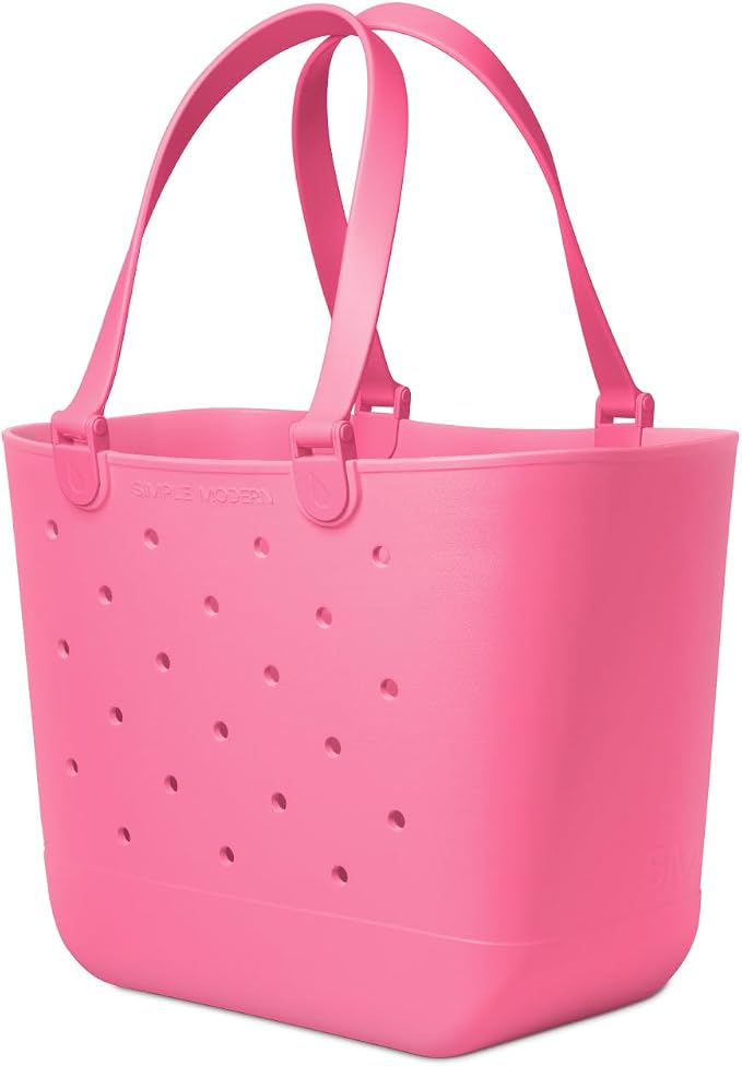 Simple Modern Extra-Large Beach Bag | Waterproof Getaway Rubber Tote with Zipper Pocket for Travel, Pool, Boat, Groceries, Sports | Velvet Pink - Image 4