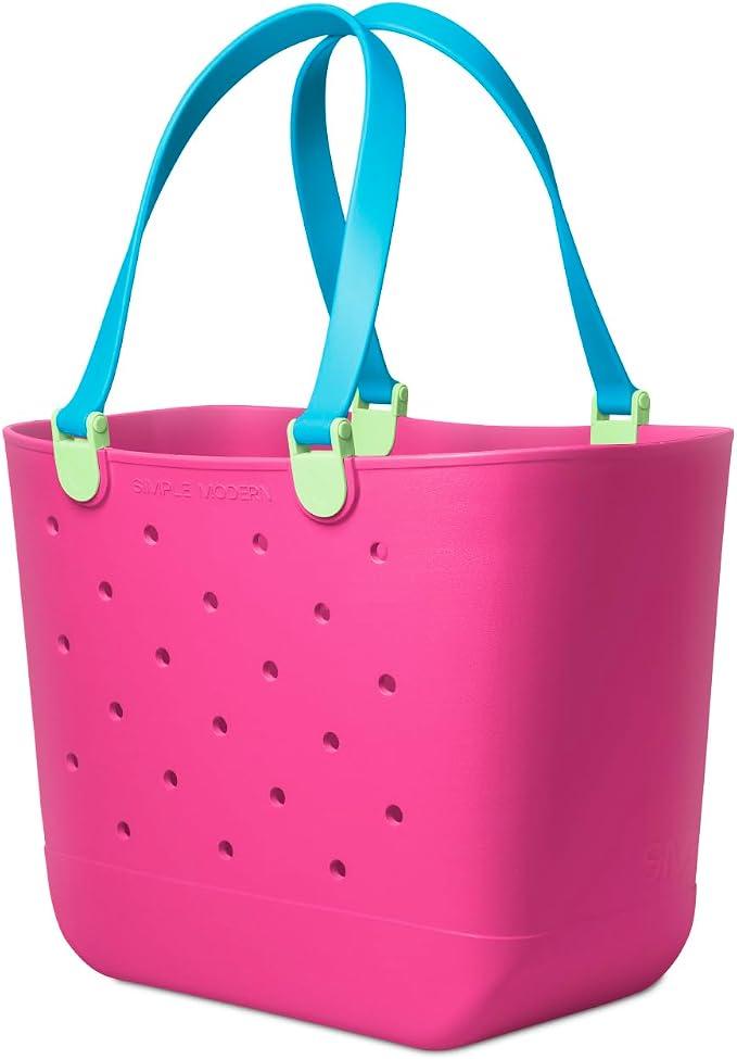 Simple Modern Extra-Large Beach Bag | Waterproof Getaway Rubber Tote with Zipper Pocket for Travel, Pool, Boat, Groceries, Sports | 80s Mix - Image 4