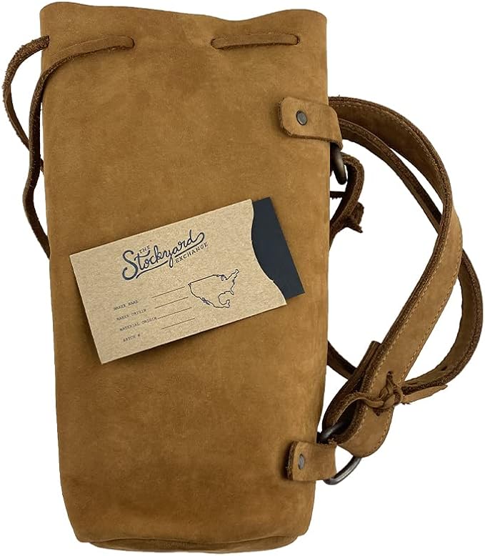 Hide & Drink Durable Leather Wine Carrier Handmade (Toffee Suede) - Image 6