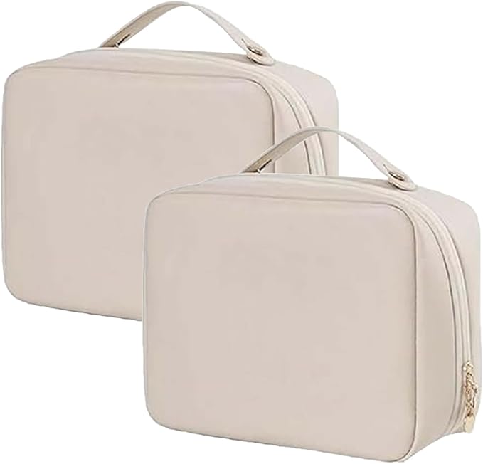Multi-Compartment Toiletry Cosmetics Bag, Portable & Large Capacity Makeup Bag with Compartments, multi compartment toiletry Bag for Travel (White* 2) by Nimedala