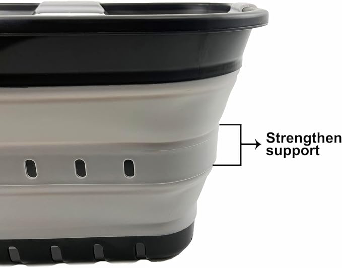 SAMMART 42L (11 gallon) Collapsible Plastic Laundry Basket - Foldable Pop Up Storage Container/Organizer - Space Saving Hamper/Basket (Black/Alloy Grey) - Image 6