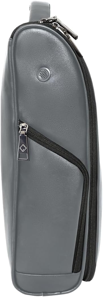 CaddyDaddy Premium Golf Shoe Bag Zipper Sports Shoe Strap Bag with Side and Front Accessory Pocket for Storing Golf Accessories Golf Shoe Carry Bags (LUX Synthetic Leather | Grey) - Image 3