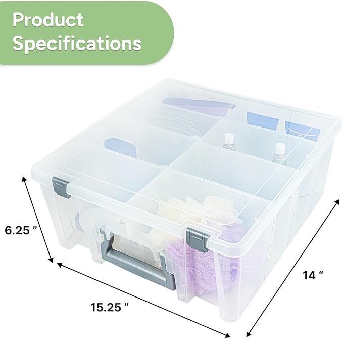 Best Kept Super Satchel Double Deep Compartment Box - Art Storage with 8 Removable Compartments | Smart Closure for Craft Supplies, Home & Office Improvement - Image 4