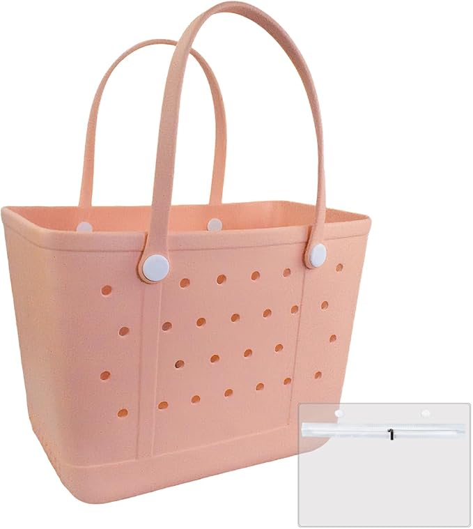 Extra Large Rubber Beach Bag Tote Bag for Women Waterproof Bag | Waterproof EVA Beach Tote with Zipper Pocket & Non-Slip Bottom | Sturdy Tote for Beach Pool Boat Groceries & Travel by UeKeKicg