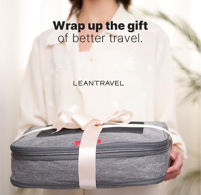 LeanTravel Premium Compression Packing Cubes for Travel - Suitcase Organizer Bags with Double Zipper & Breathable Mesh Panel - Space Saving Carry On Luggage Essentials (1 Small Bag, Grey) - Image 9