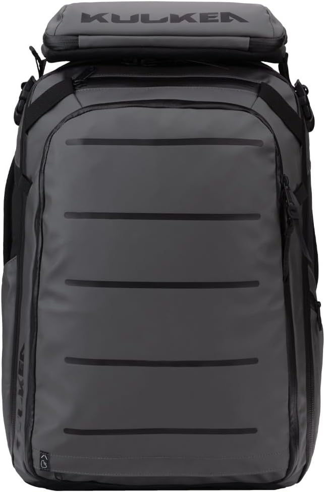 Käydä 36L Travel Backpack - Spacious Carry On Backpack with Detachable Travel Pouch, Magnetic Water Bottle Pocket, Passport and Laptop Pocket - Convertible Boot Bag for Snow Sports (Black/Gold) by KULKEA