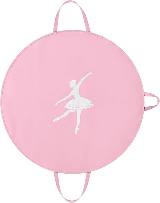 LOVEGRASS Tutu Garment Bag for Kids, 35" Tutu Bag for Hanging Clothes, Pancake Dance Bag for Dance Costume, Round Ballet Bag with 3 Handles for Children Girls, Pink by LOVEGRASS