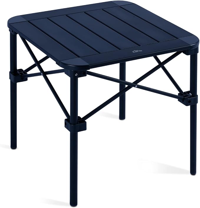 iClimb Lightweight Stable Alu. Folding Square Table Roll Up Top with Carry Bag for Camping Picnic Backyards BBQ Camp Kitchen (Black, S) by iClimb