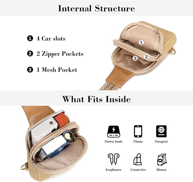 INICAT Straw Crossbody Bags Beach Gifts Small Sling Bag Summer Vacation Essentials Hawaiian Accessories Rattan Purses Women