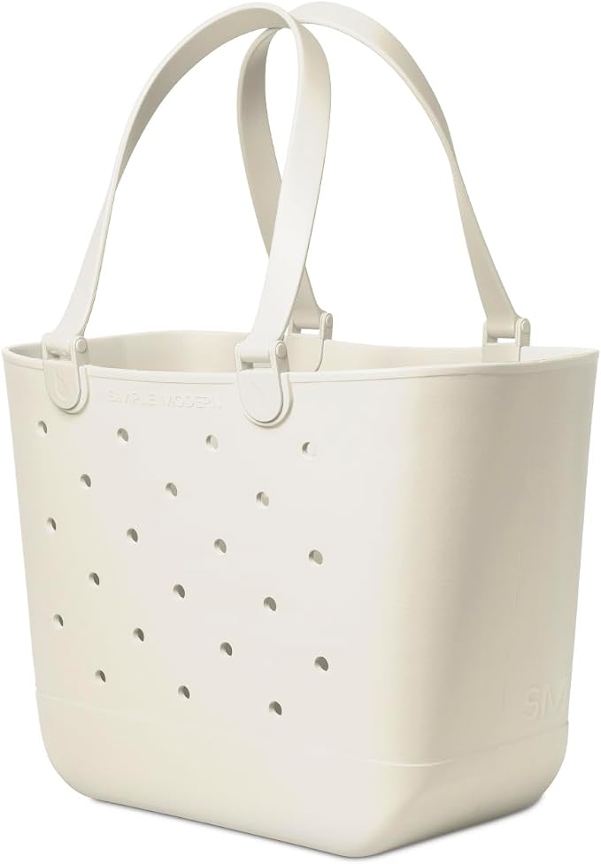 Simple Modern Extra-Large Beach Bag | Waterproof Getaway Rubber Tote with Zipper Pocket for Travel, Pool, Boat, Groceries, Sports | Cream - Image 4