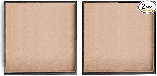 Glenor Co Jewelry Organizer Tray - Set of 2 - Stackable Empty 2 Inch Deep Jewelry Storage Trays w/o dividers - Display on Dresser or Drawer - Compatible with Other Trays - Black by GlenorCo