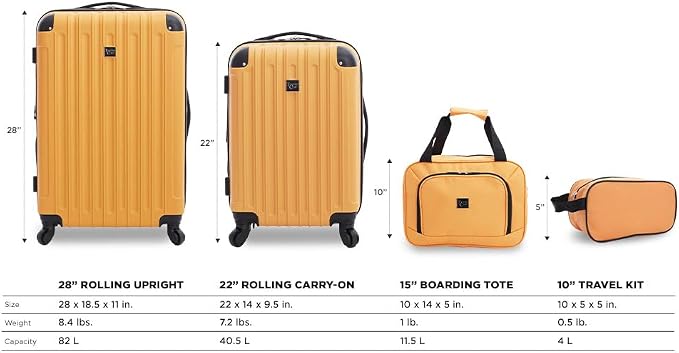 Travelers Club Midtown Hardside 4-Piece Luggage Travel Set, Butterscotch - Image 2