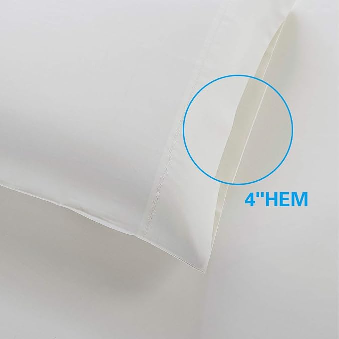 100% Supima Cotton 600 Thread Count King Pillowcase Set of 2, Luxury Hotel Pillow Cases,Soft & Silky Sateen Weave, Premium Quality King Pillowcase 2 Pieces (Ivory, KPC) - Image 5