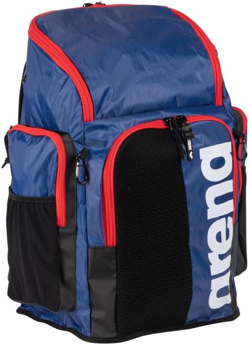 ARENA Spiky III Backpack 45 Swimming Athlete Sports Gym Rucksack Large Training Gear Equipment Swim Bag for Men and Women, 45 Liters, Navy/Red/White - Image 2