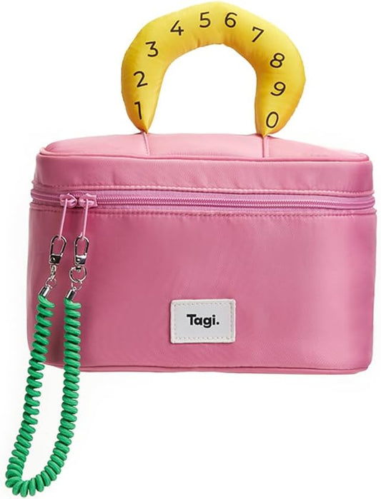 Tagi. Callme Hotdog Large Capacity Travel Makeup Bag, Waterproof Polyester Cosmetic Bag for Women, Wide-Open Flat Pouch for Toiletry & Travel, Portable Organizer with Handle & Dividers by Tagi