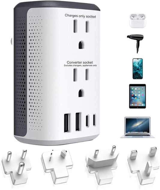 Voltage Converter Us to Europe, 220v to 110v Power Converter Combo, European Plug Converter 2300w Travel Adapter Worldwide, Step Down European, Travel Adapter Worldwide.