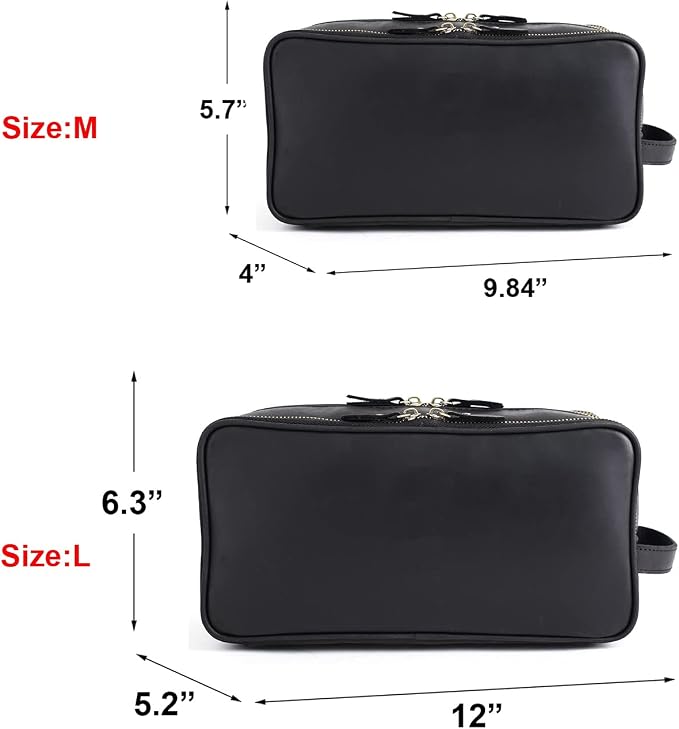 Personalized Leather Toiletry Bag for Men Travel Shaving Dopp Kit-Large Cosmetic Bags Toiletries Bathroom Organizer - Image 4
