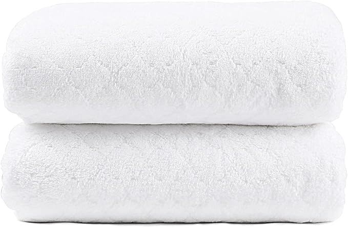JML Microfiber Bath Towels Set of 2, 30 in x 60 in, Oversized, Ultra Soft, Super Absorbent, Fast Drying, No Fading Large Bathroom Towel Set for Sport, Travel, Fitness, SPA,Yoga (Coral Fleece - White) - Image 2