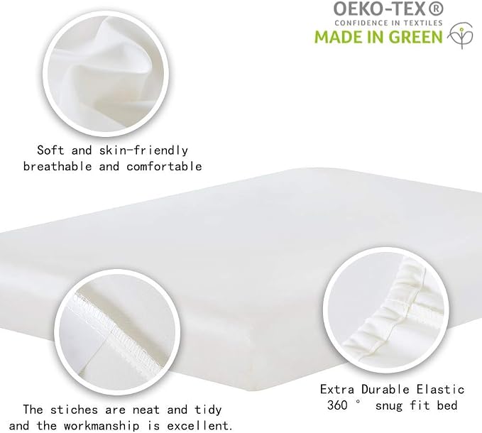 100% Supima Cotton Sheets 600 Thread Count,Bed Sheet Set King Size Sheets 4 Pieces,Soft & Silky Sateen Weave, Fits Mattress Up to 18",Deep Pocket, Breathable & Fade Resistant(Ivory,King) - Image 4