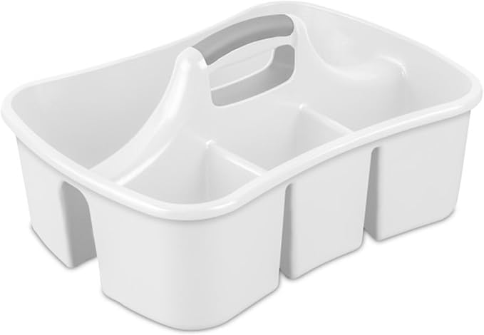 Sterilite 6-Pack Divided Ultra Caddy, Portable Plastic Storage Organizer for Bathroom - Large Organization Holder and Container for Sink, Laundry, and Kitchen Cleaning Supplies - Image 3