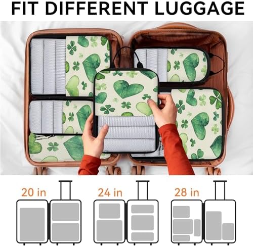 Clover Shamrock Irish St Patrick's Day Compressible Packing Cubes for Suitcase 6 Set Lightweight Expandable Compression Packing Travel Luggage Organizer - Image 7