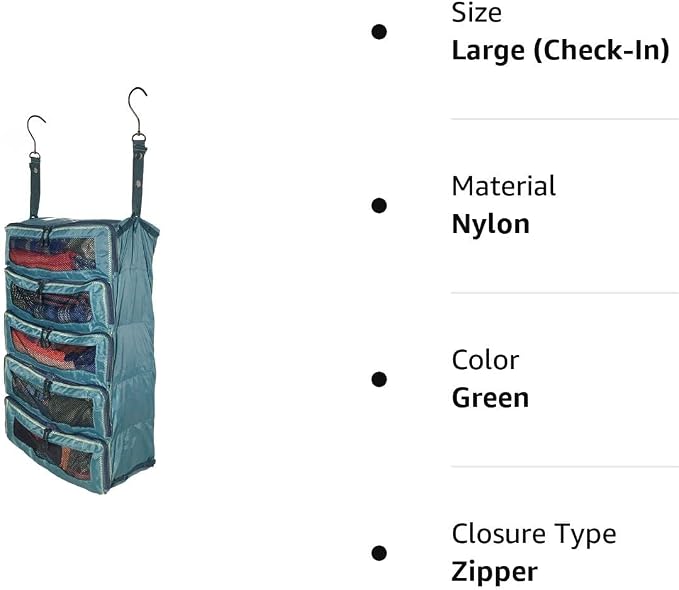 Pack Gear Hanging Suitcase Organizer - Our Large Hanging Luggage Organizer Fits Any Suitcase - Our Packing Cubes For Travel Uses Mesh Windows to Make it Easy to Find your Clothes (Green, L) - Image 10