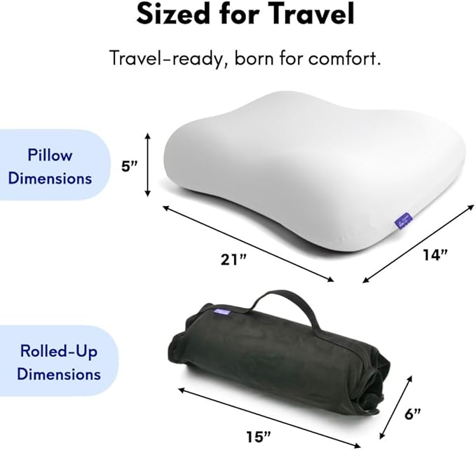 Cushion Lab Travel Deep Sleep Pillow – Compact Memory Foam Neck Pillow for Sleeping, Portable Pillow for Hotels, Camping, Side & Back Sleepers, On-the-Go – Black - Image 6