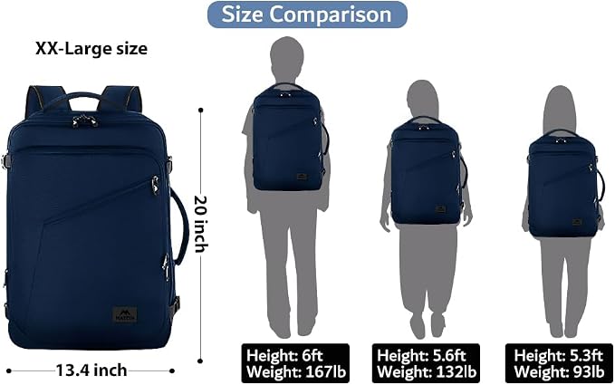 MATEIN Extra Large Mens Travel Backpack Carry on, Expandable Traveling Backpack for Men Airline Approved, Water Resistant Business Casual Daypack, Traveler Gift, Blue | Airline Approved, Water Resistant, Business Casual Daypack for Traveling, Internati... - Image 3