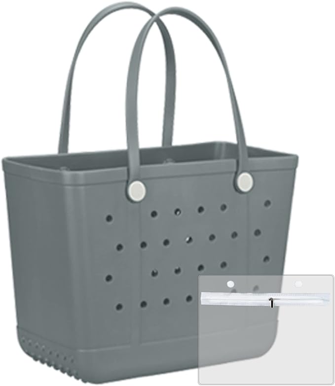 Rubber Beach Bag for Women, Waterproof Travel Tote Bags for Beach | Waterproof Sand-proof Tote Bags with Zipper Pocket, Durable Lightweigh Tote Bag for Outdoor by Unknown