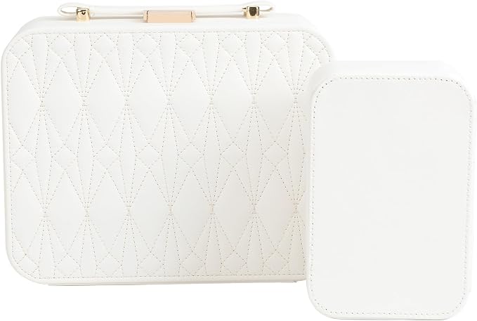 Jewelry Box for Women, Travel Jewelry Organizer Ladies Watch and Jewelry Case Travel Jewelry Case for Necklaces. (White) by HOME