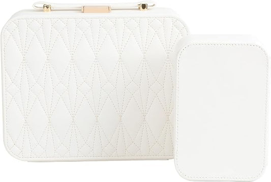 Jewelry Box for Women, Travel Jewelry Organizer Ladies Watch and Jewelry Case Travel Jewelry Case for Necklaces. (White) by HOME