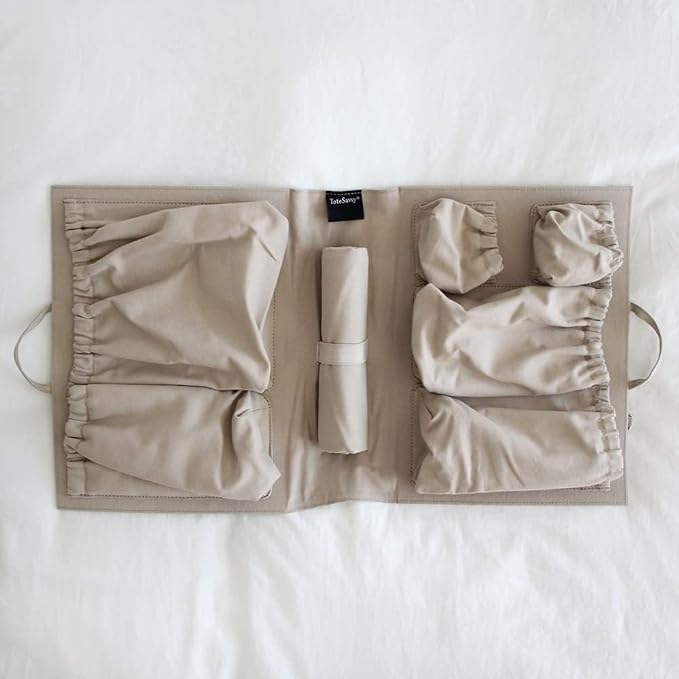 ToteSavvy Diaper Bag & Purse Organizer Insert – 11 Pockets, Fits Handbag, Backpack, Tote – Stylish Removable Divider Caddy – Insulated Pocket & Mat – Nylon, 14x10x4 (Canvas, Original) - Image 7