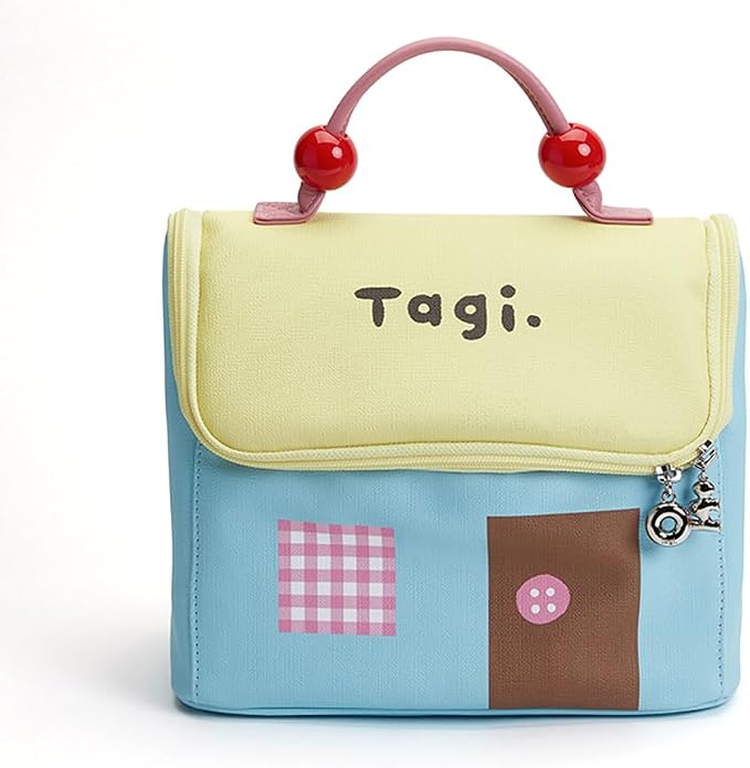 Tagi. Signal House Large Capacity Travel Makeup Bag, Waterproof PVC Cosmetic Bag for Women, Wide-Open Flat Pouch for Brushes & Skincare, Portable Organizer with Handle & Dividers by Tagi