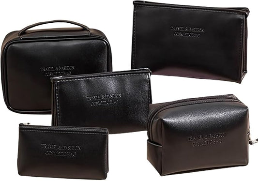 Large Capacity Waterproof Travel Makeup Bag - Portable, Skincare & Makeup Storage, Black by WANNES