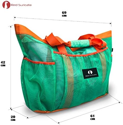 Red Suricata Mesh Beach Bag with Zipper - Extra Large Beach Tote Bag – Pool Bag | with Zipper - Image 5