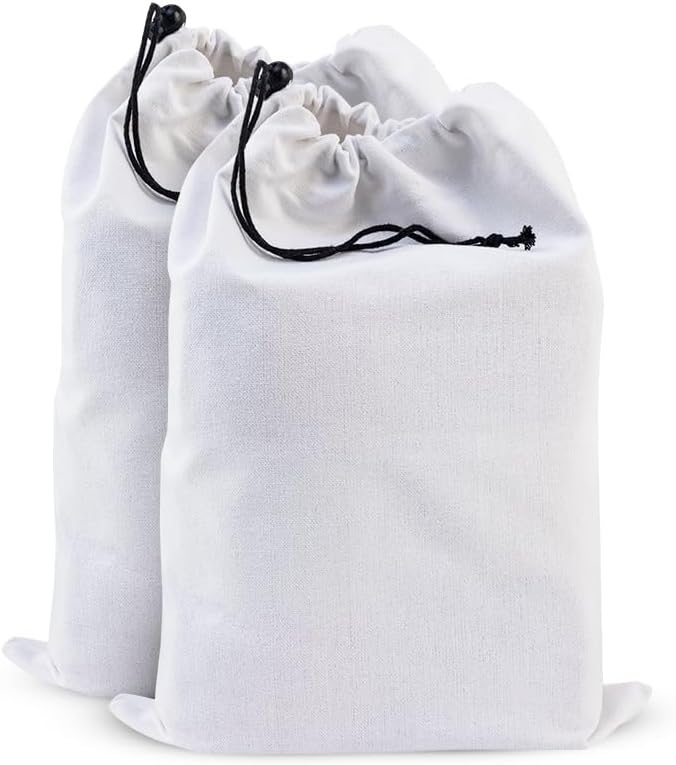 LFH Cotton Rich Shoe Storage Bags with Drawstring, Dustproof Breathable Reusable Organizer, Perfect For Travel, Dorm, Hotel, College, Gym, Easy to Carry, Machine Washable 12"x17" (Pack of 2) - White by LFHHomePrivateLimited