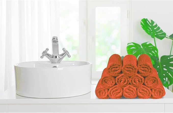 100% Cotton Washcloths 24 Pack (12x12 Inches) Soft, Highly Absorbent Washcloth, Face Towels, Wash Cloths for Face, Ring Spun, Bulk Pack (Orange) - Image 3