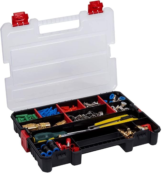 Small Parts Organizer Box – Stackable Hardware Storage Case with 20 Compartments & 12 Dividers – Heavy-Duty Nylon Screw, Drill Bit, Nut & Bolt Organizer for Garage, Toolbox, Workshop - Image 5