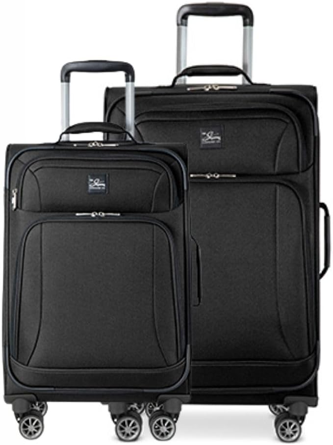 Skyway Epic Softside 2-Piece Luggage Set - Lightweight Suitcase with Wheels | TSA Approved Travel Bag | Spinner Suitcase | Luggage Set with Telescoping Handle, 20", & 24", Black by SkywayLuggage