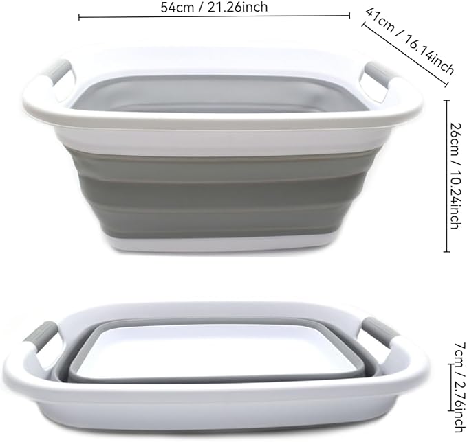 SAMMART 31L (8.1 gallon) Collapsible Plastic Laundry Basket-Foldable Pop Up Storage Container-Portable Washing Tub - Space Saving Hamper/Basket, Water capacity: 23L (6 gallon) (1, Grey) - Image 2