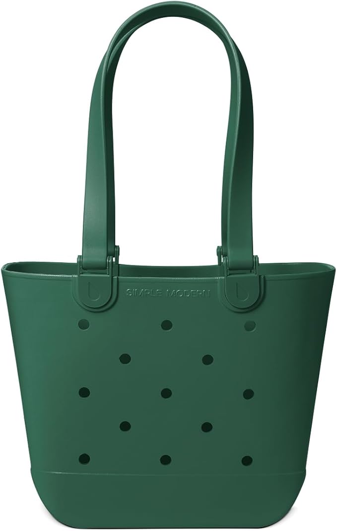 Simple Modern Medium Beach Bag | Waterproof Getaway Rubber Tote with Zipper Pocket for Travel, Pool, Boat, Groceries, Sports | Forest by Unknown