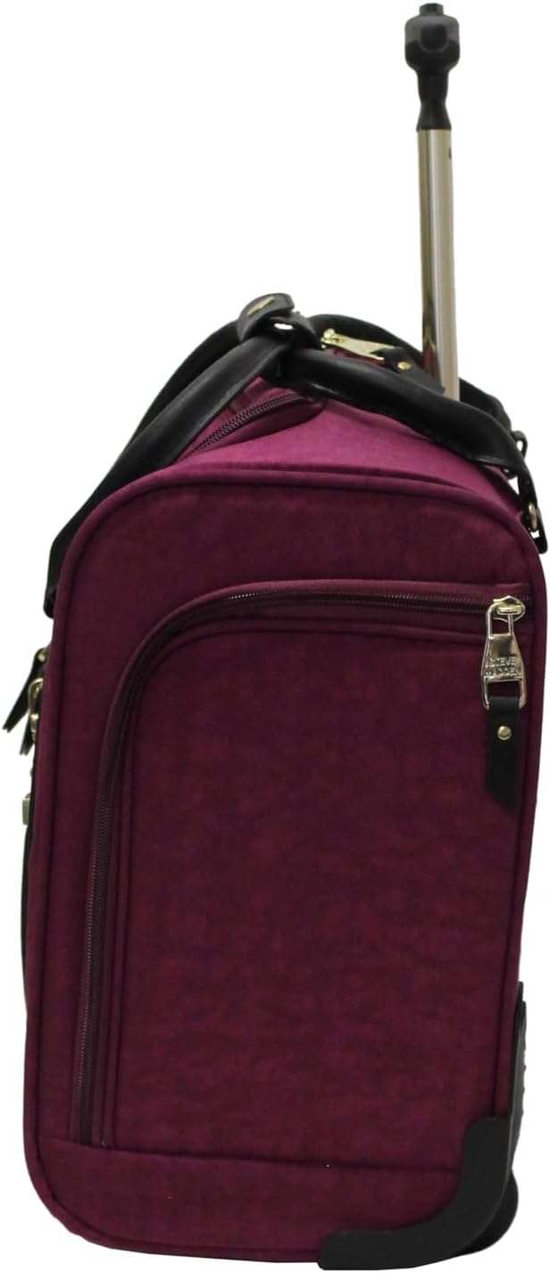 Steve Madden Designer 15 Inch Carry on Suitcase- Small Weekender Overnight Business Travel Luggage- Lightweight 2- Rolling Spinner Wheels Under Seat Bag for Women (Peek-A-Boo Purple) - Image 4