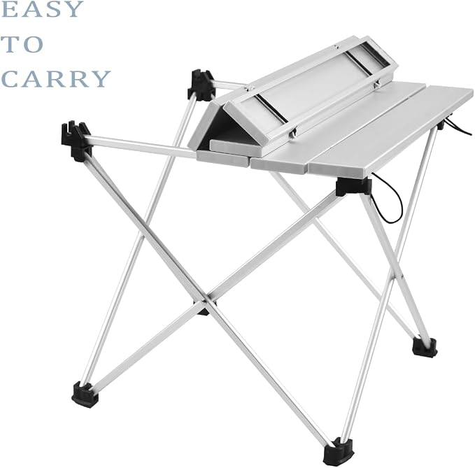 Grope Small Folding Camping Table with Aluminum Table Top, Beach Table for Sand with Carrying Bag,Prefect for Outdoor, Picnic, BBQ, Cooking, Festival (Silver-M) - Image 7
