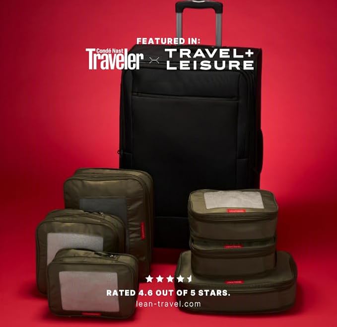 LeanTravel Premium Compression Packing Cubes for Travel - Suitcase Organizer Bags with Double Zipper & Breathable Mesh Panel - Space Saving Carry On Luggage Essentials (6-Pack, Olive Green) - Image 4