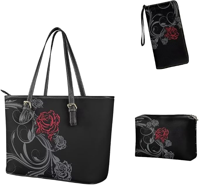 Women Purse Handbags Wallet Sets Leather Shoulder Tote Bag for Women,Top Handle Purse with Wrist Wallet Bag - Image 4