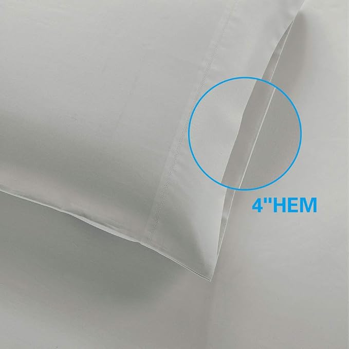 100% Supima Cotton 600 Thread Count Queen Pillowcase Set of 2, Luxury Hotel Pillow Cases,Soft & Silky Sateen Weave, Premium Quality Queen Pillowcase 2 Pieces (Silver Light Grey, STD) - Image 5