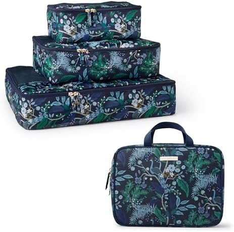 Rifle Paper Co. Peacock Packing Cubes and Cosmetic Case Bundle by RiflePaperCo