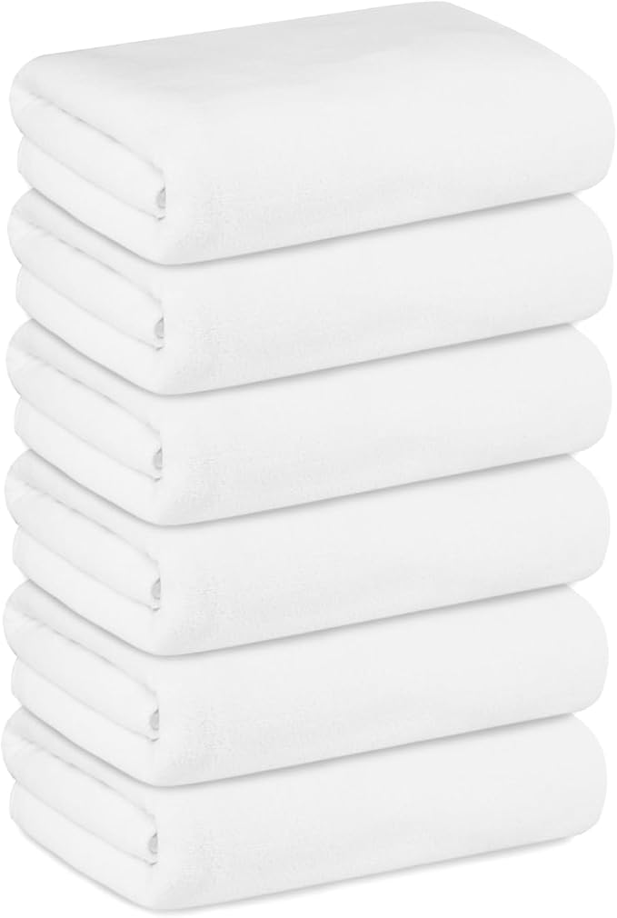JML Bath Towels with Hanging Loop, White, 30" x 60", 6 Pack | Microfiber, Large,Soft, Absorbent, Quick-drying for Hair Wrap, Sauna, Dorm, Yoga - Image 7