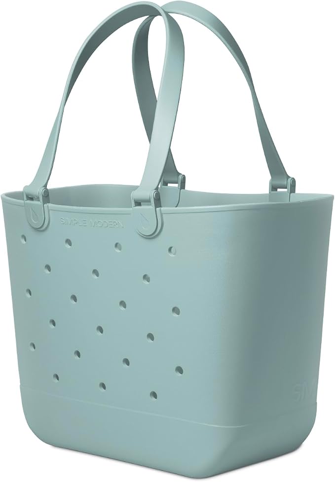Simple Modern Extra-Large Beach Bag | Waterproof Getaway Rubber Tote with Zipper Pocket for Travel, Pool, Boat, Groceries, Sports | Sea Glass Sage - Image 4