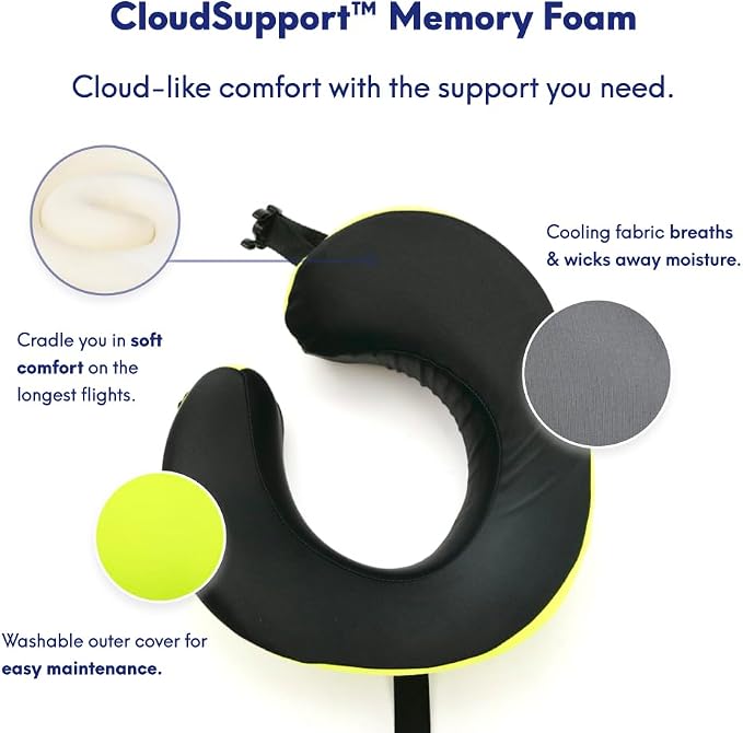 C CUSHION LAB Travel Pillow, Award-Winning Patented Ergonomic Design for Chin & Neck Support Memory Foam Neck Pillow, Compact Airplane Pillow for Traveling, Flight, Car (Spark, Large) - Image 6